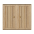 Wandmontierter Badezimmerschrank aus Eiche mit 2 geriffelten Türen, verstellbarem Einlegeboden und goldfarbenen Knäufen, 61,5 x 20 x 56 cm
