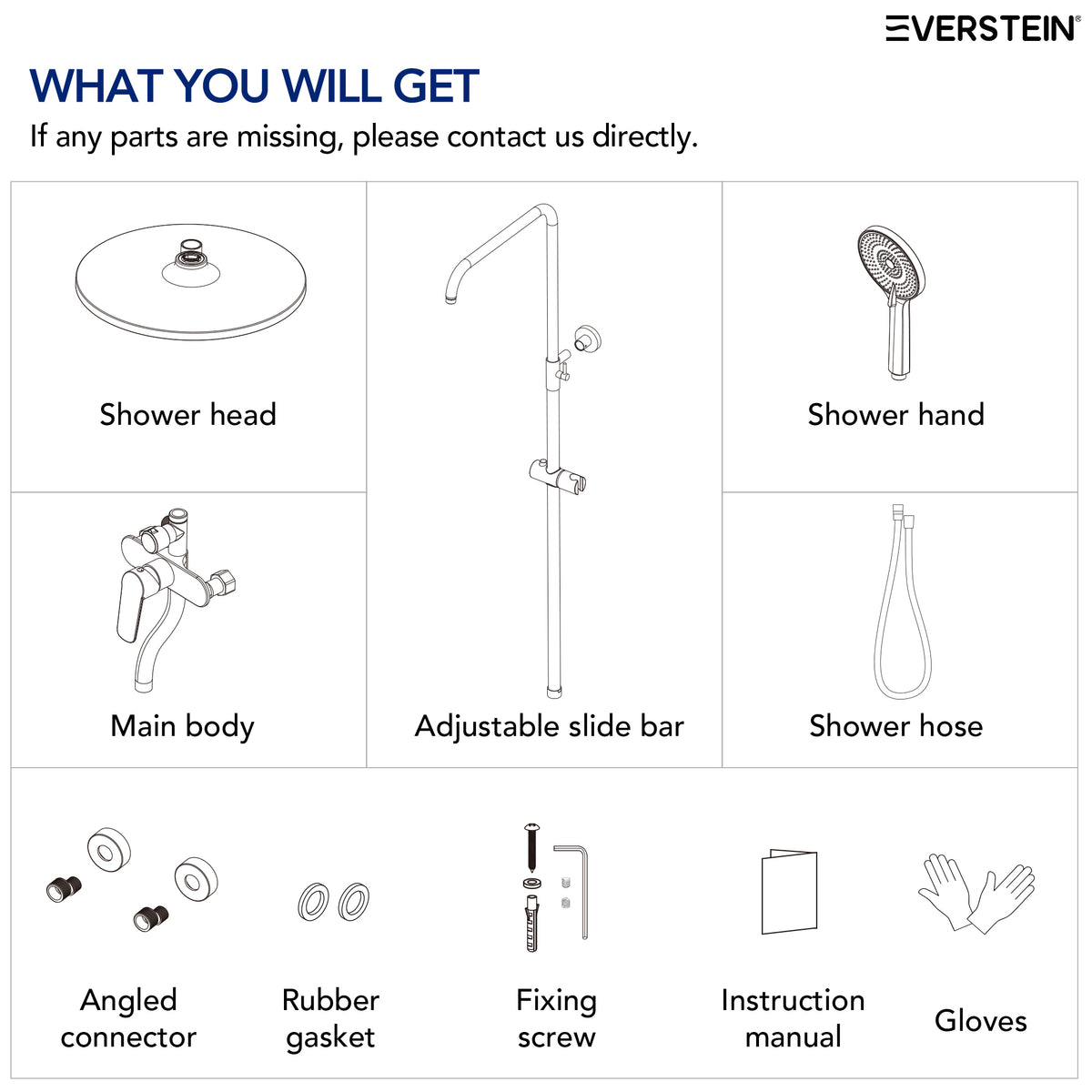 EVERSTEIN Exposed Shower System with Rain Shower