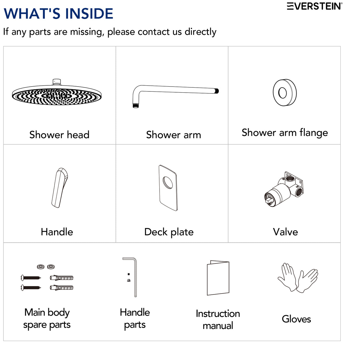 EVERSTEIN Concealed Shower System with Rain Shower