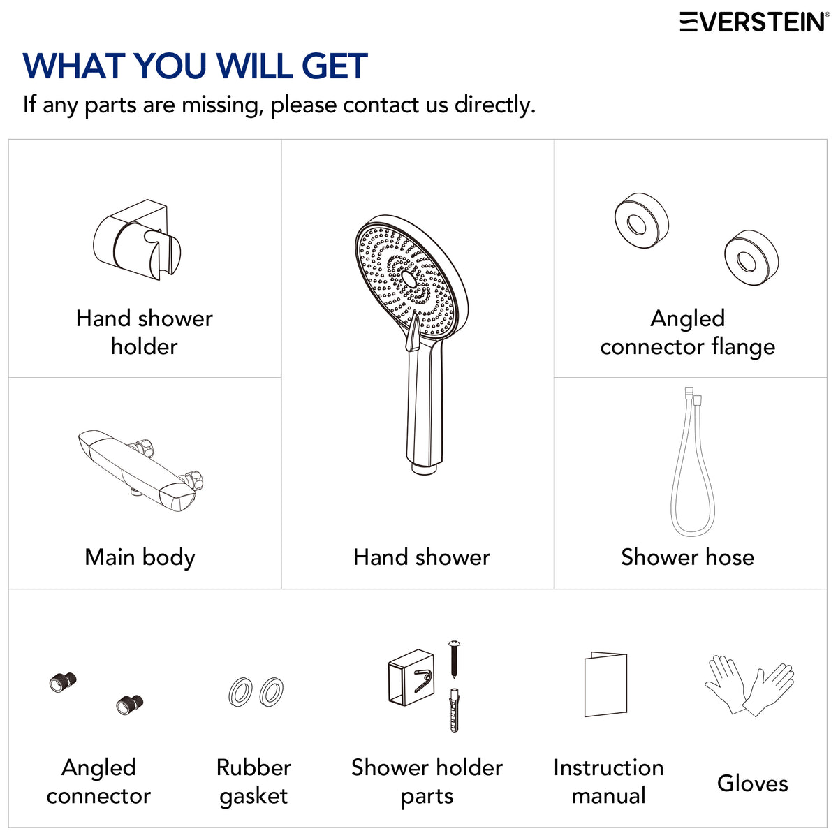 EVERSTEIN Thermostatic Shower Mixer with Hand Shower