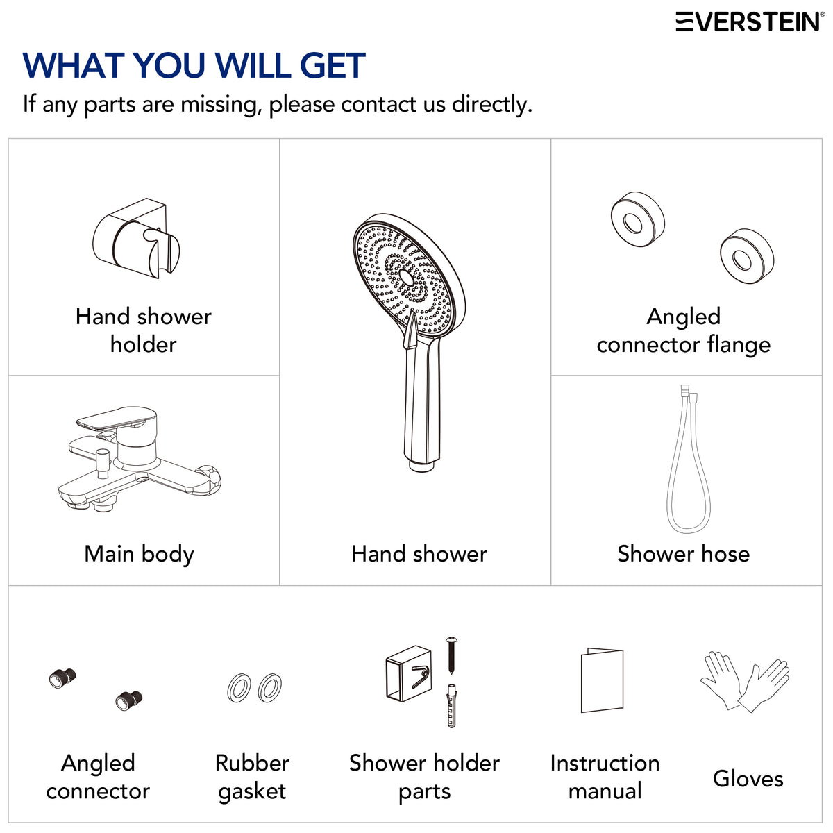 EVERSTEIN Bathtub Faucet with Hand Shower