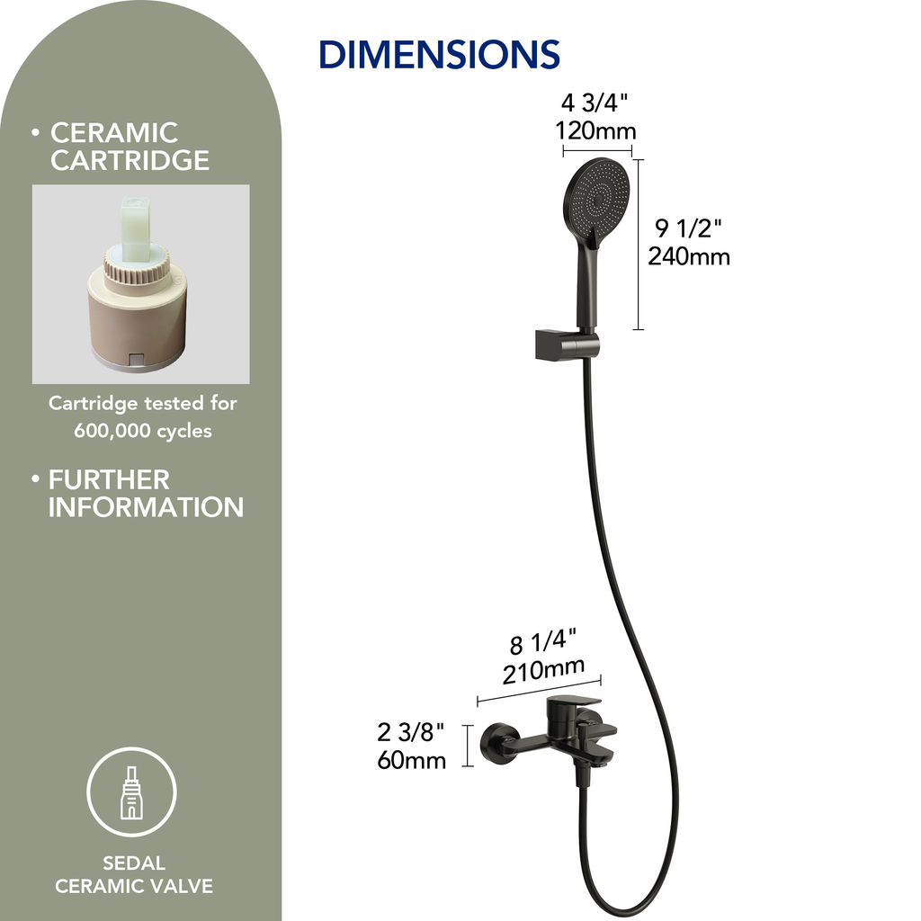 EVERSTEIN Bathtub Faucet with Hand Shower