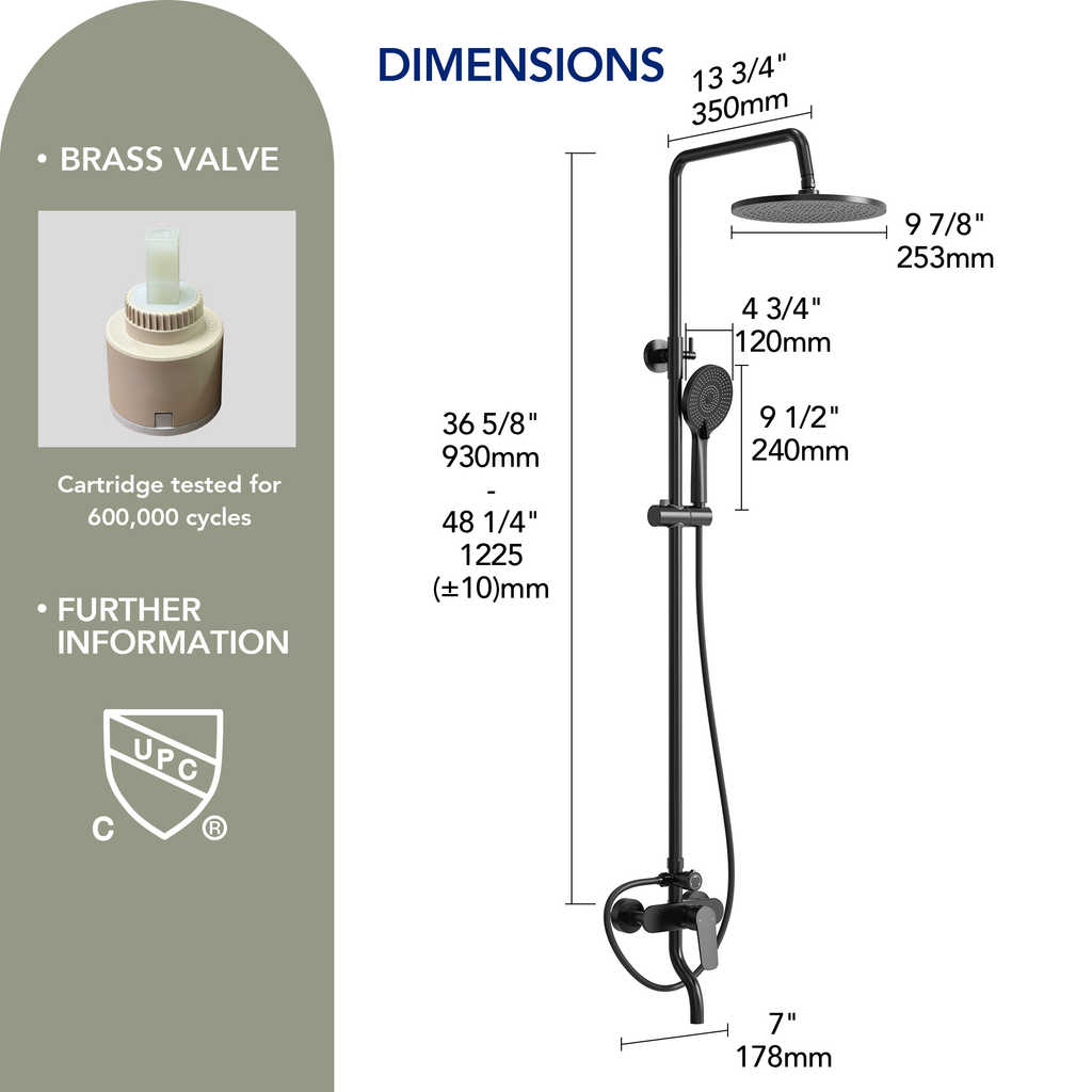 EVERSTEIN Exposed Shower System with Rain Shower