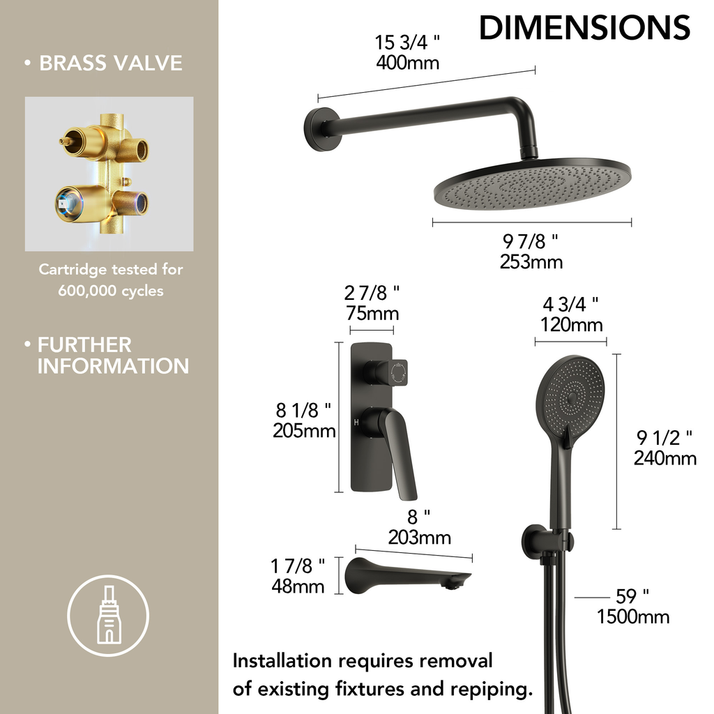 EVERSTEIN Concealed 3-Function Shower System