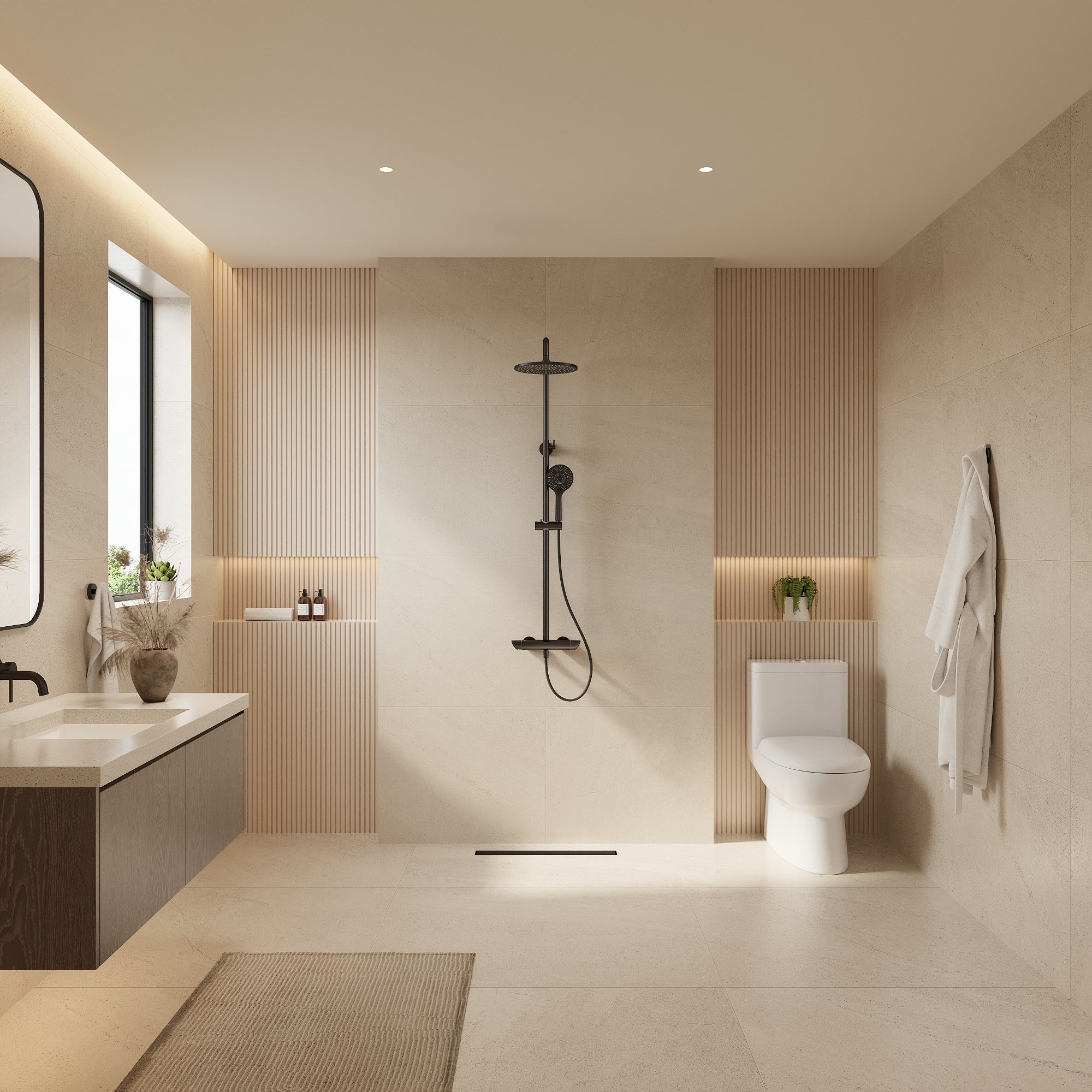 EVERSTEIN Thermostatic Shower System with Rain Shower and Hand Shower