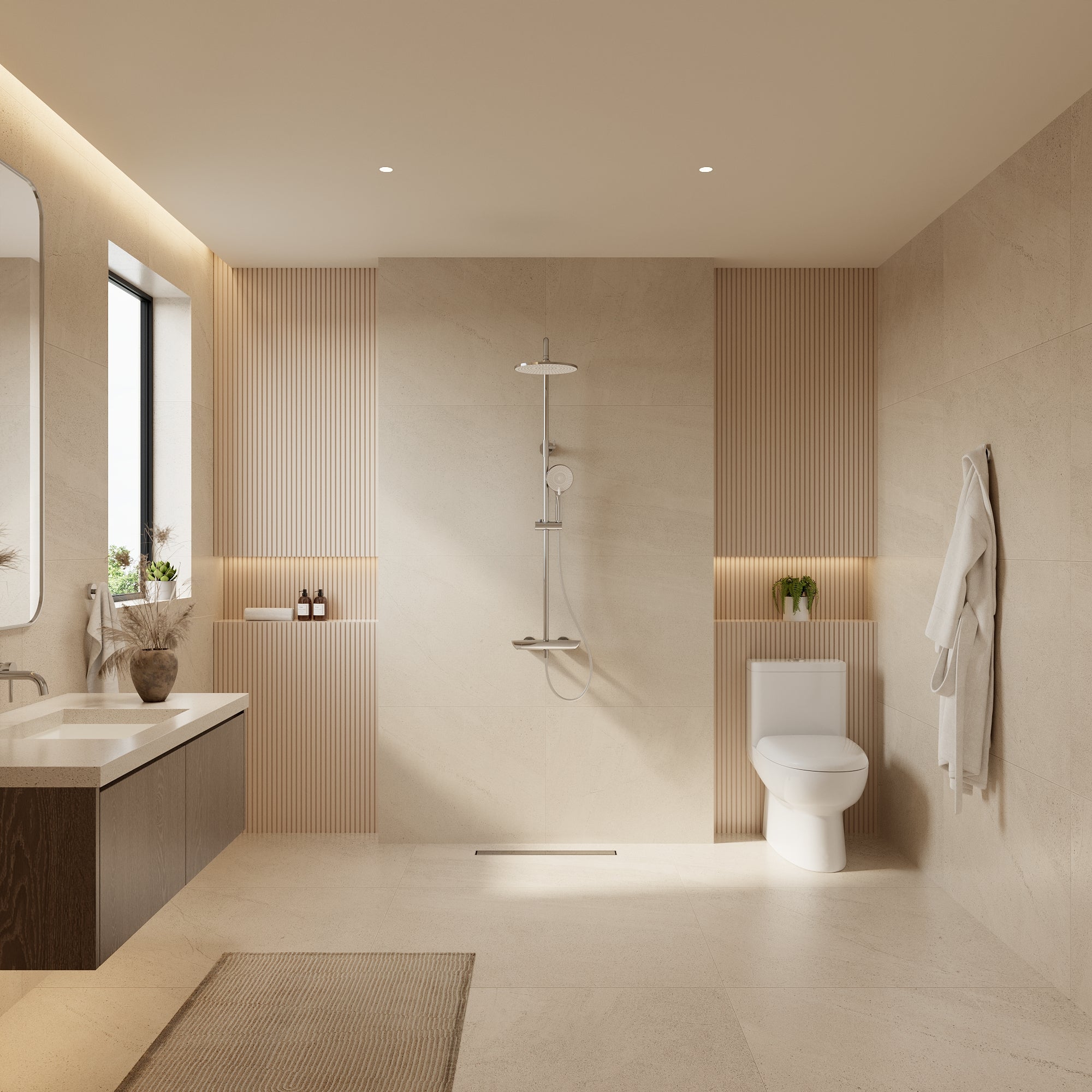 EVERSTEIN Thermostatic Shower System with Rain Shower and Hand Shower