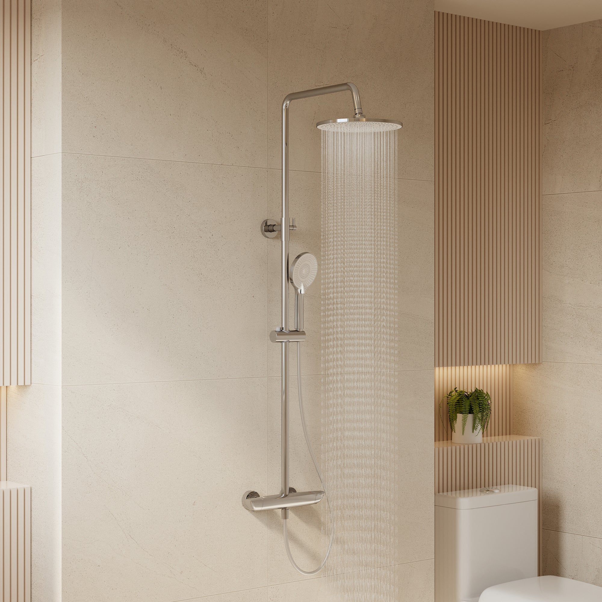EVERSTEIN Thermostatic Shower System with Rain Shower and Hand Shower