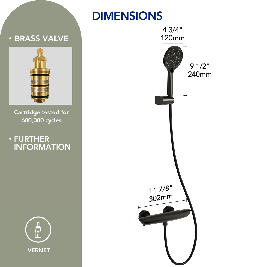 EVERSTEIN Thermostatic Shower Mixer with Hand Shower