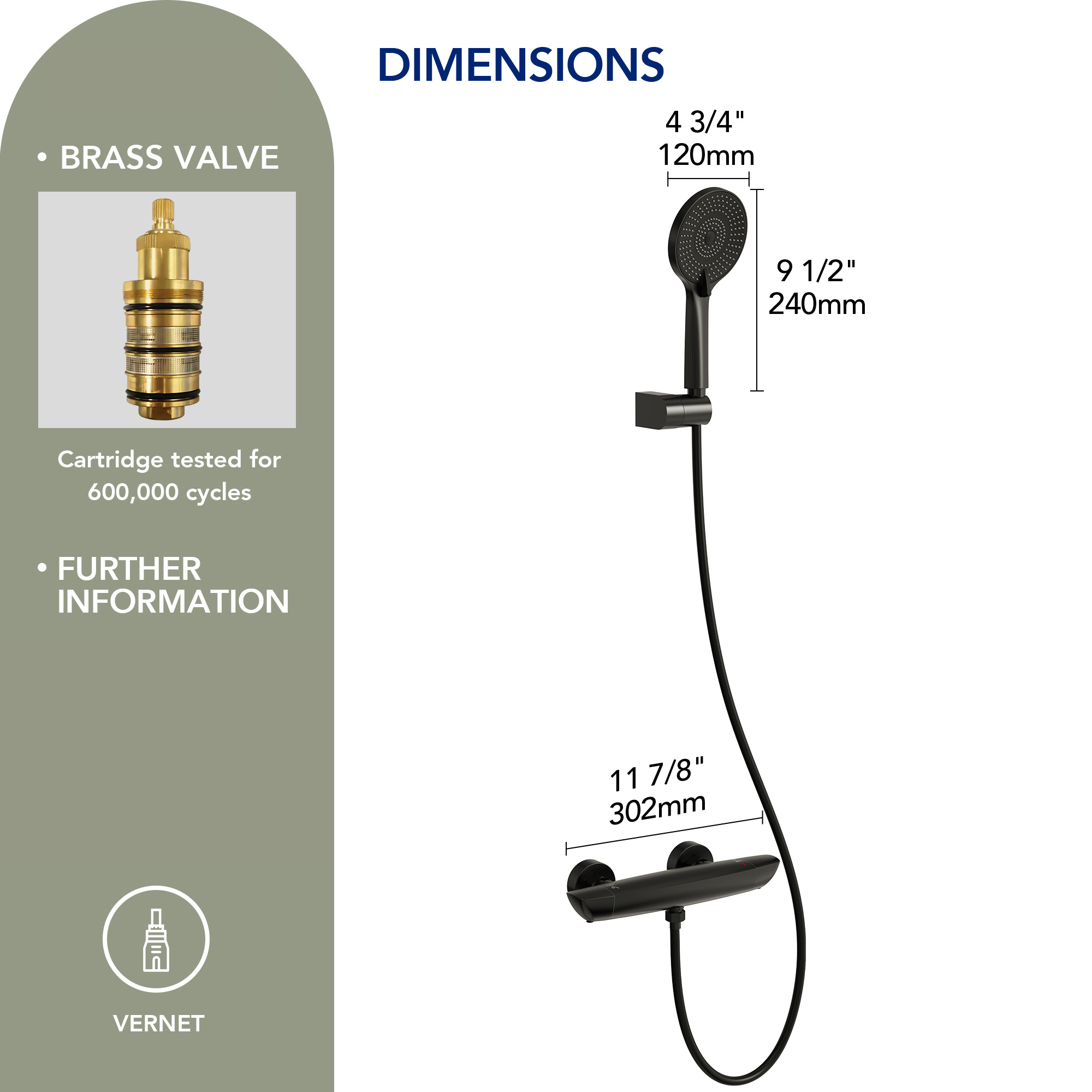 EVERSTEIN Thermostatic Shower Mixer with Hand Shower