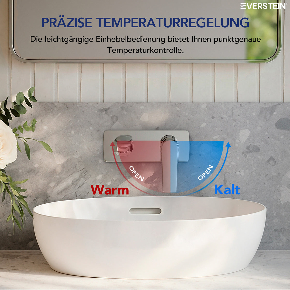 EVERSTEIN Unterputz-Waschtischarmatur, Wasserhahn Bad mit Pop-up (SFS-1284)