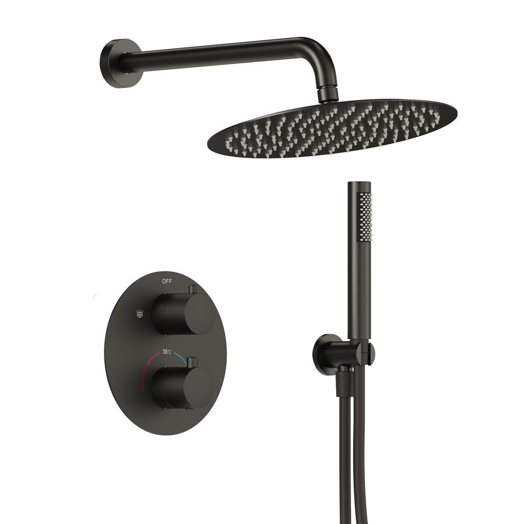 EVERSTEIN Runde Thermostat-Duschsystem mit Handbrause