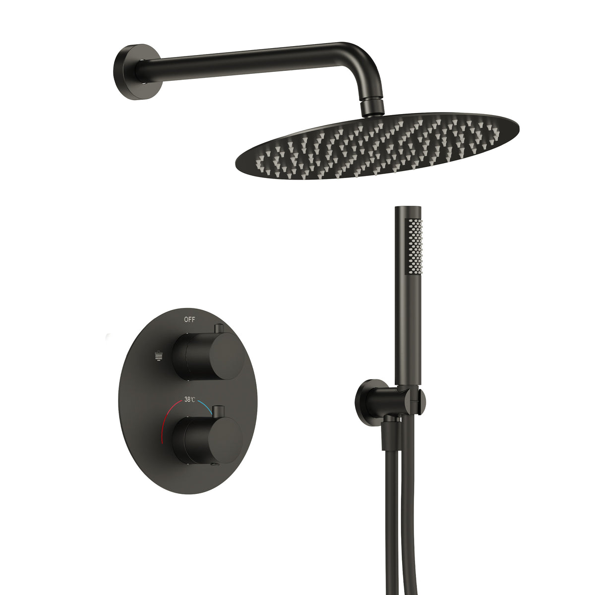 EVERSTEIN Runde Thermostat-Duschsystem mit Handbrause