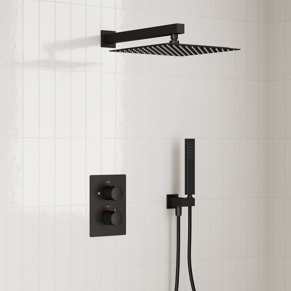 EVERSTEIN Thermostatic Recessed Shower System with Square Showerhead