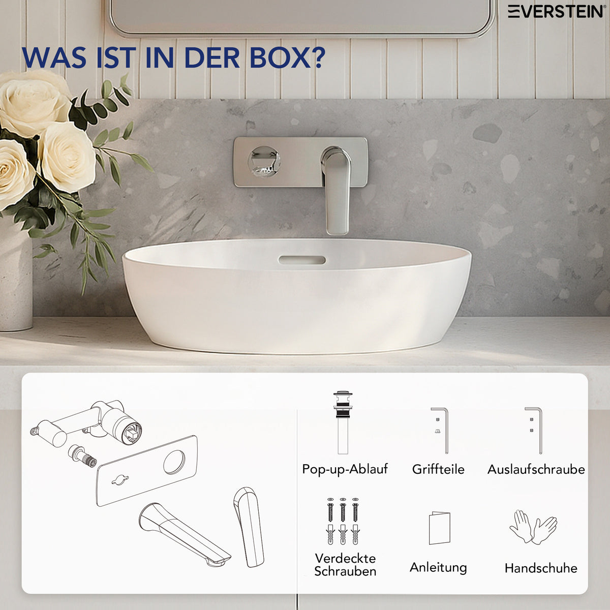 EVERSTEIN Unterputz-Waschtischarmatur, Wasserhahn Bad mit Pop-up (SFS-1284)