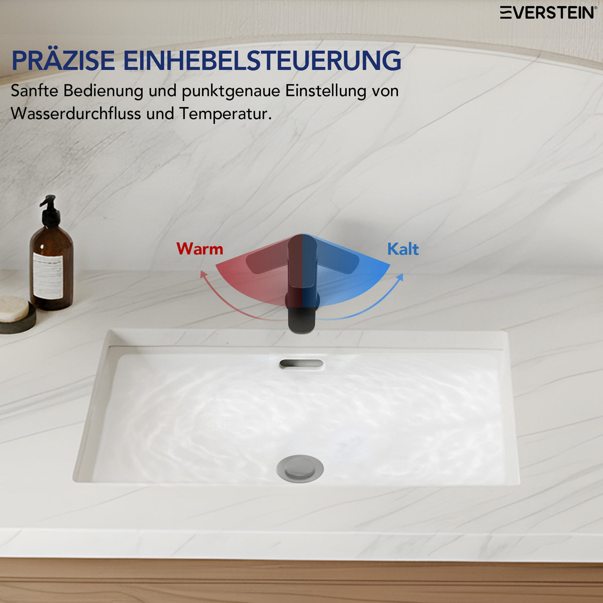 EVERSTEIN Wasserhahn Bad Waschtischarmatur: Pop-up, Messing, Ablauf (SFS-1274)