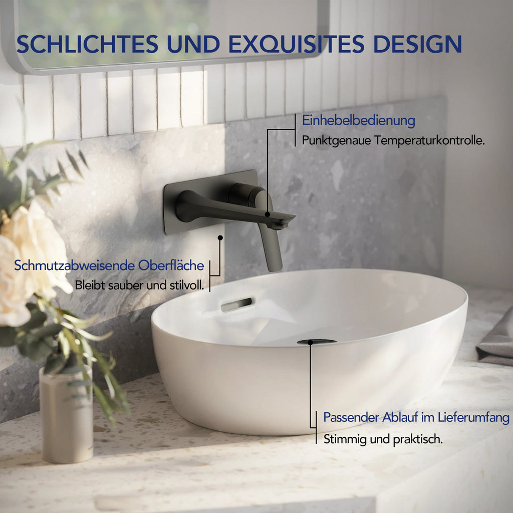EVERSTEIN Unterputz-Waschtischarmatur, Wasserhahn Bad mit Pop-up (SFS-1284)