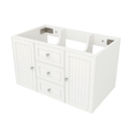 Wandmontierter Badezimmer-Waschtischunterschrank mit integriertem Keramikwaschbecken, weiß lackiert, drei Schubladen und modernem Bad-Aufbewahrungsdesign