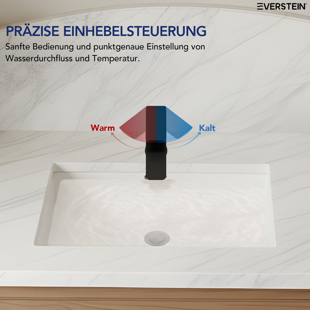 EVERSTEIN Wasserhahn Bad Waschtischarmatur, Pop-up, Messing