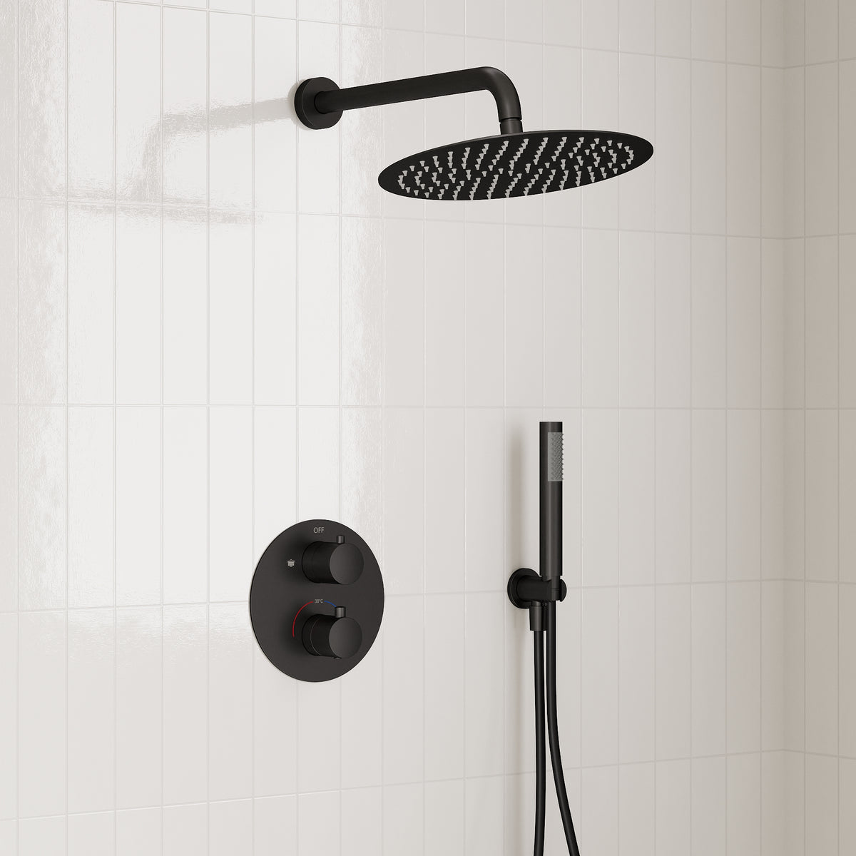 EVERSTEIN Runde Thermostat-Duschsystem mit Handbrause