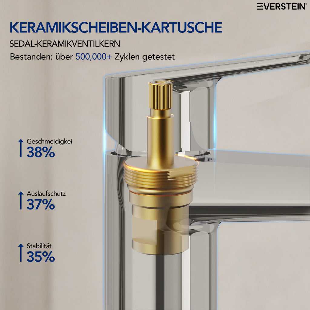 EVERSTEIN Waschtischarmatur Hoch, Wasserhahn Bad, Aufsatzwaschbecken (SFS-1275)