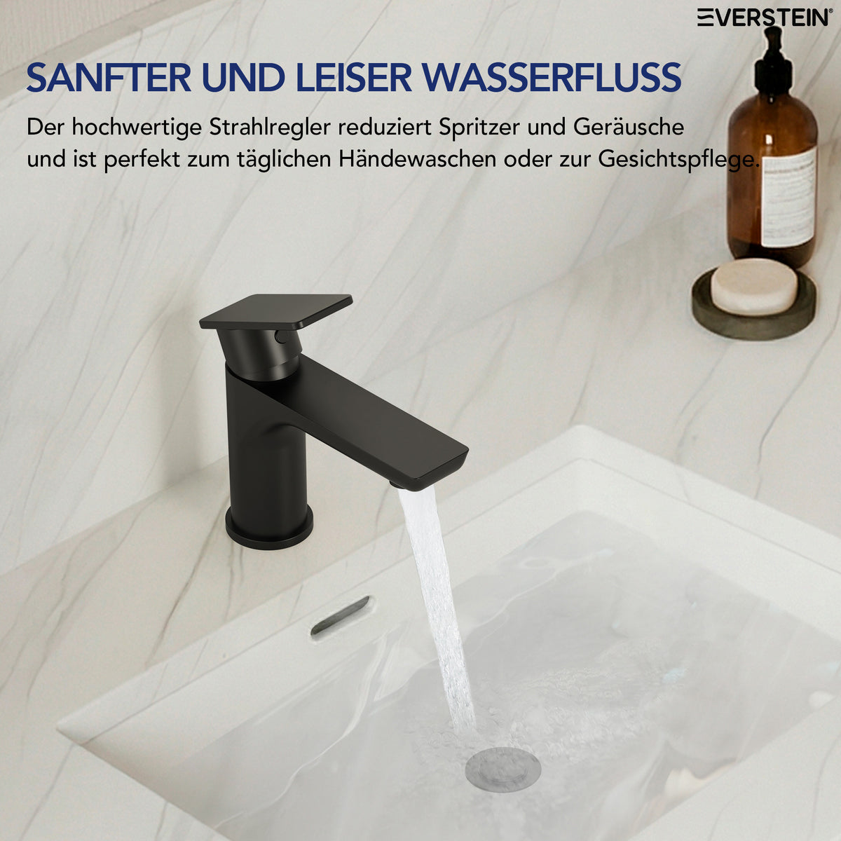 EVERSTEIN Wasserhahn Bad Waschtischarmatur, Pop-up, Messing