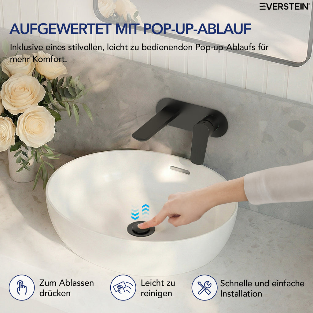 EVERSTEIN Unterputz-Waschtischarmatur, Wasserhahn Bad mit Pop-up (SFS-1276)