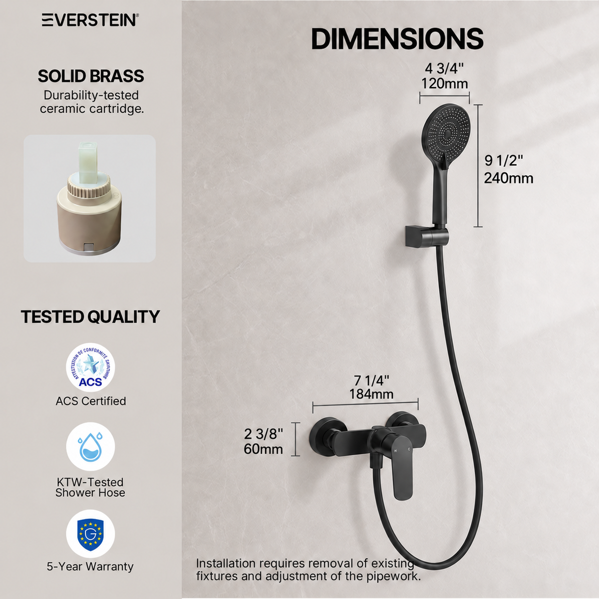 EVERSTEIN Exposed Shower System with Handheld