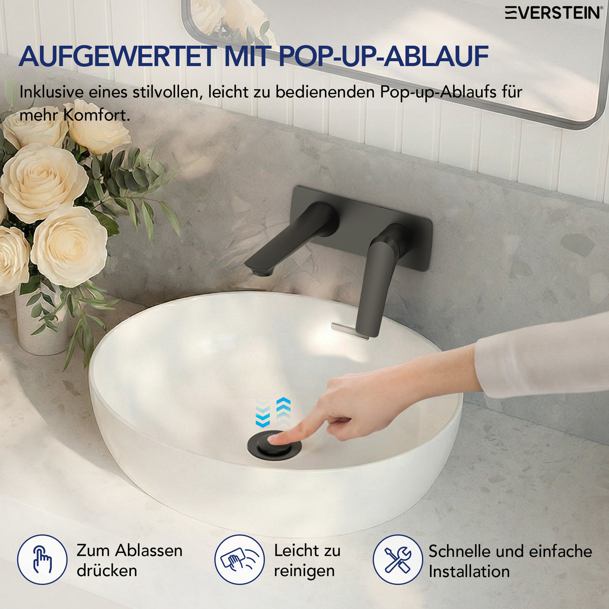 EVERSTEIN Unterputz-Waschtischarmatur, Wasserhahn Bad mit Pop-up (SFS-1284)