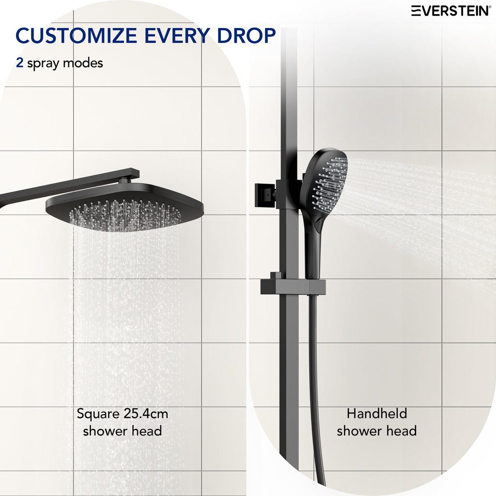 EVERSTEIN Thermostatic Shower Column with Shower Head – Complete Set