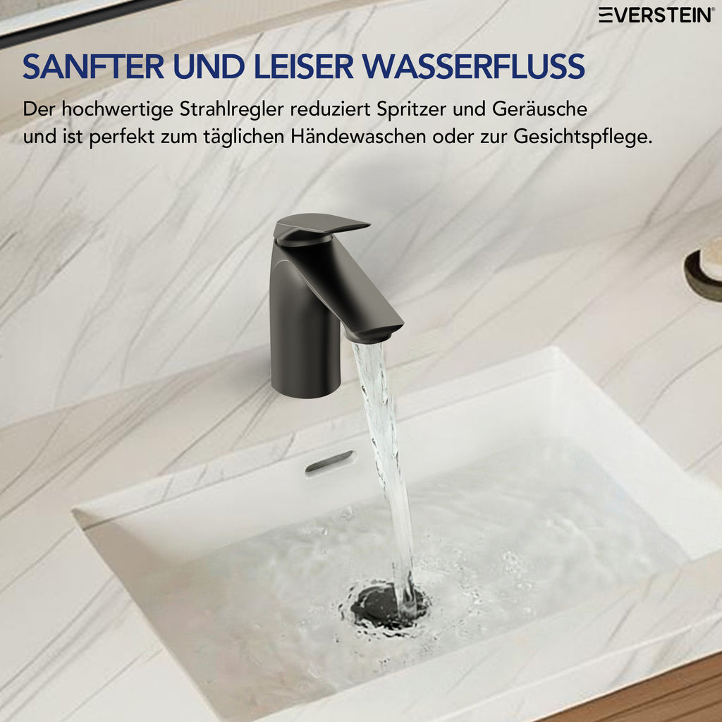 EVERSTEIN Wasserhahn Bad Waschtischarmatur: Pop-up, Messing, Ablauf (SFS-1282)