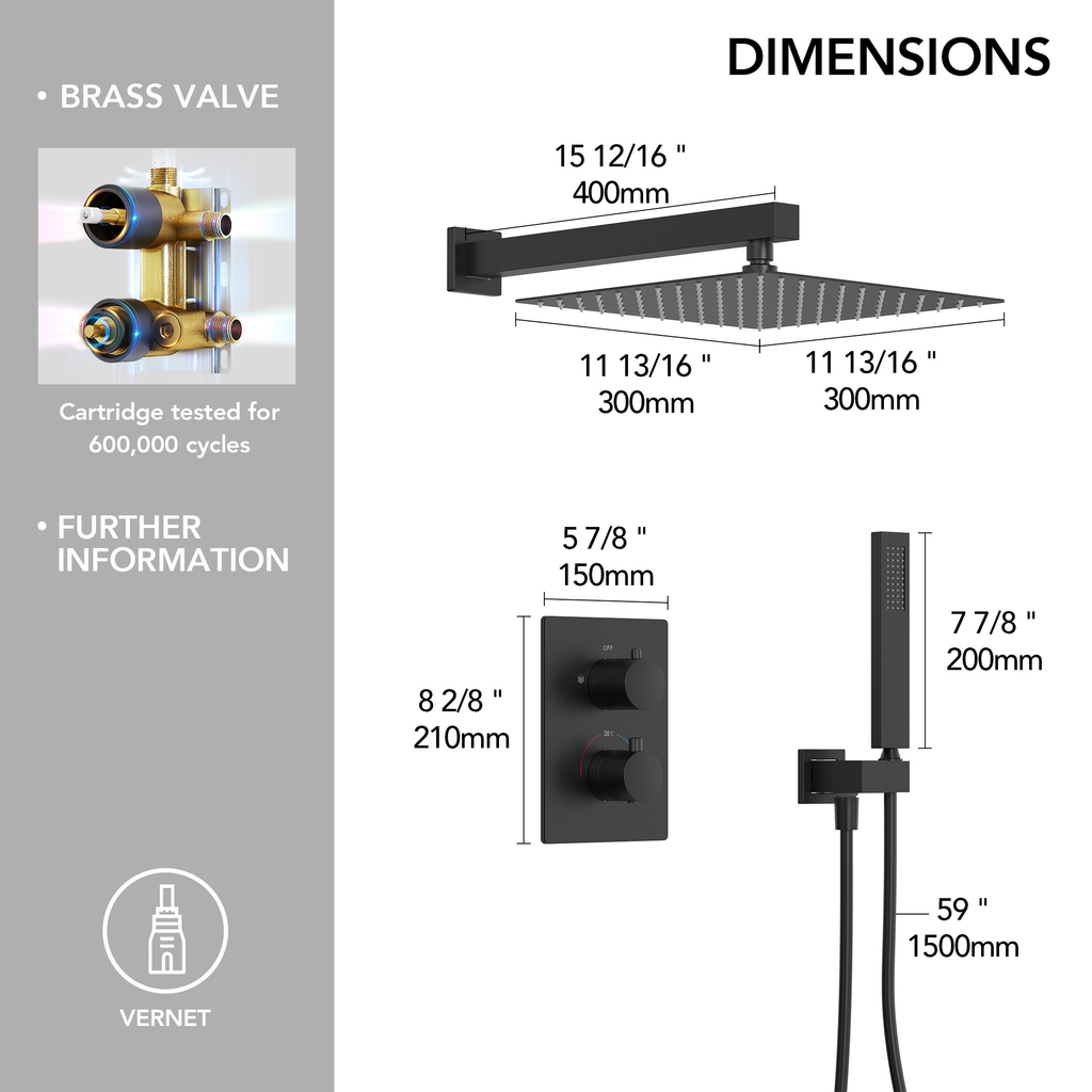 EVERSTEIN Thermostatic Shower System with Handheld