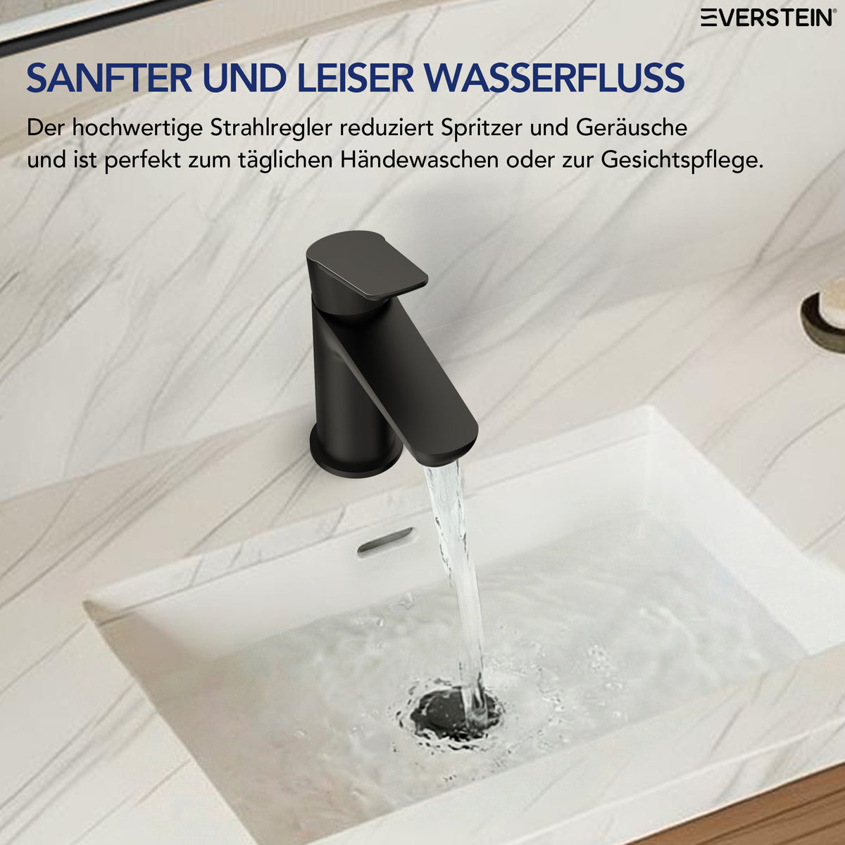 EVERSTEIN Wasserhahn Bad Waschtischarmatur: Pop-up, Messing, Ablauf (SFS-1274)