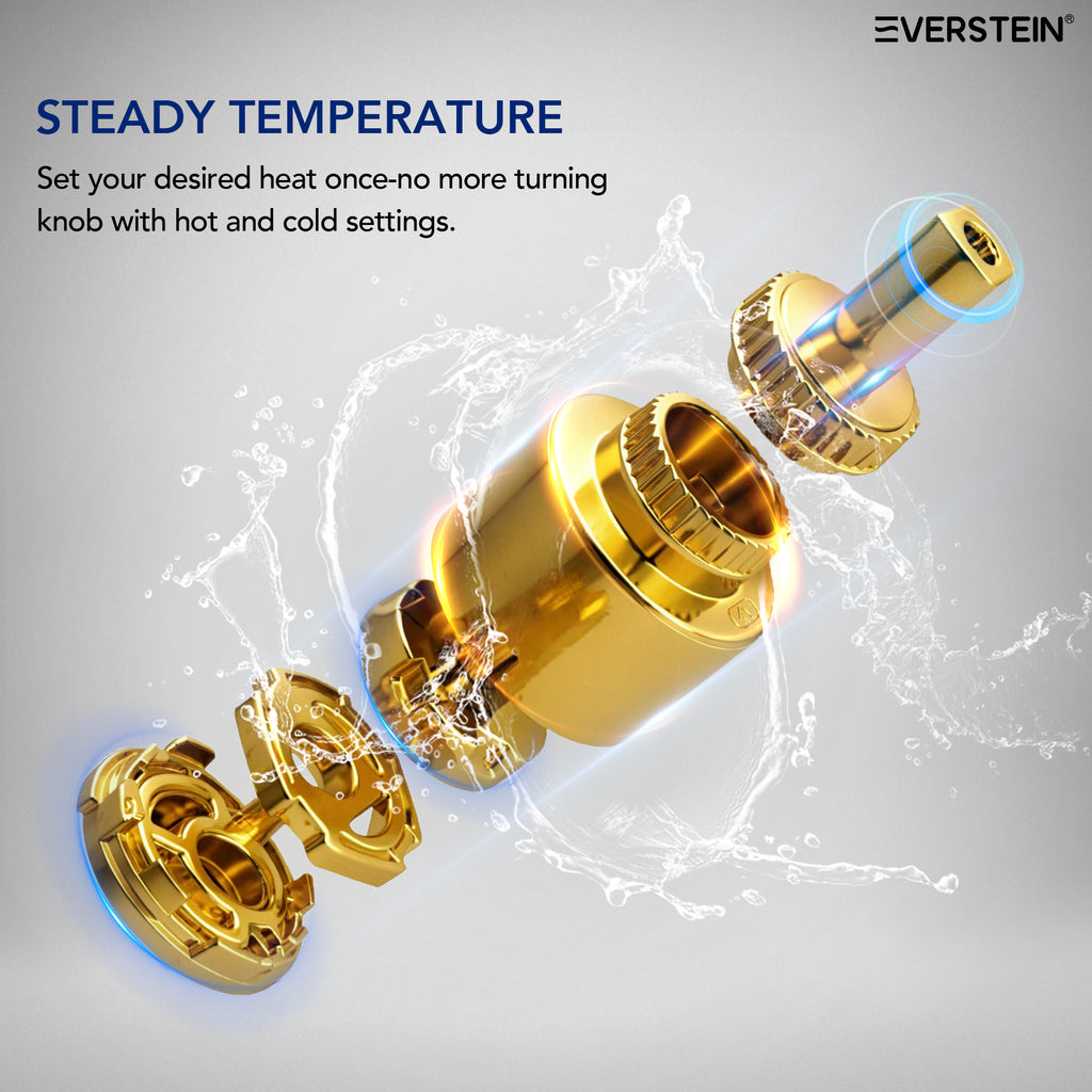 EVERSTEIN Thermostatic Shower Column with Shower Head – Complete Set