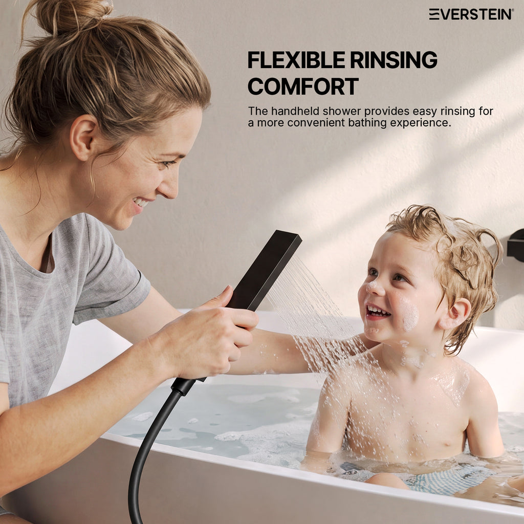 EVERSTEIN Wall Mounted Bathtub Tap with Hand Shower