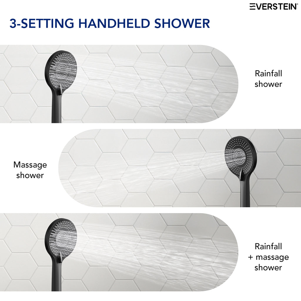 EVERSTEIN Thermostatic Shower System with Rain Shower and Hand Shower