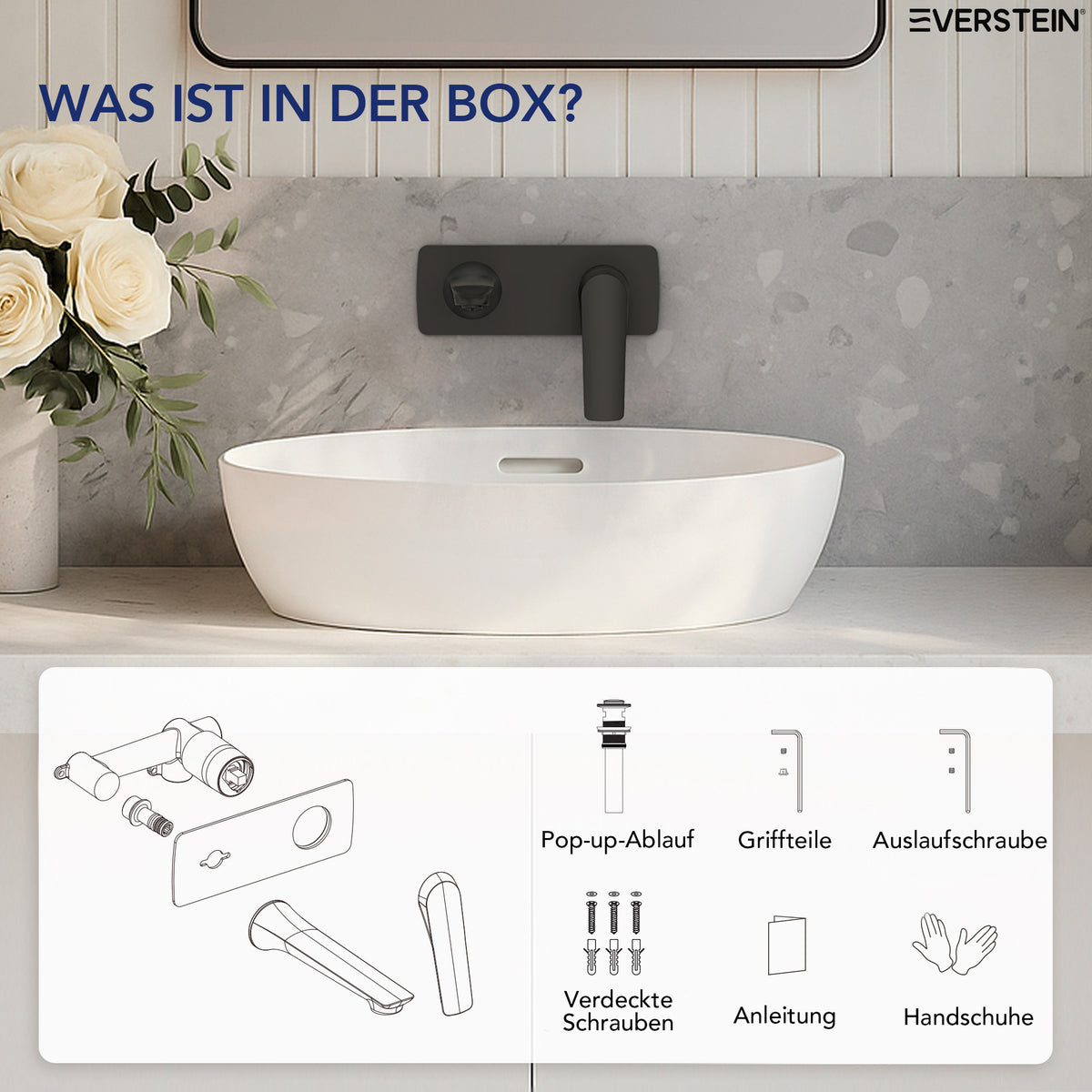 EVERSTEIN Unterputz-Waschtischarmatur, Wasserhahn Bad mit Pop-up (SFS-1284)