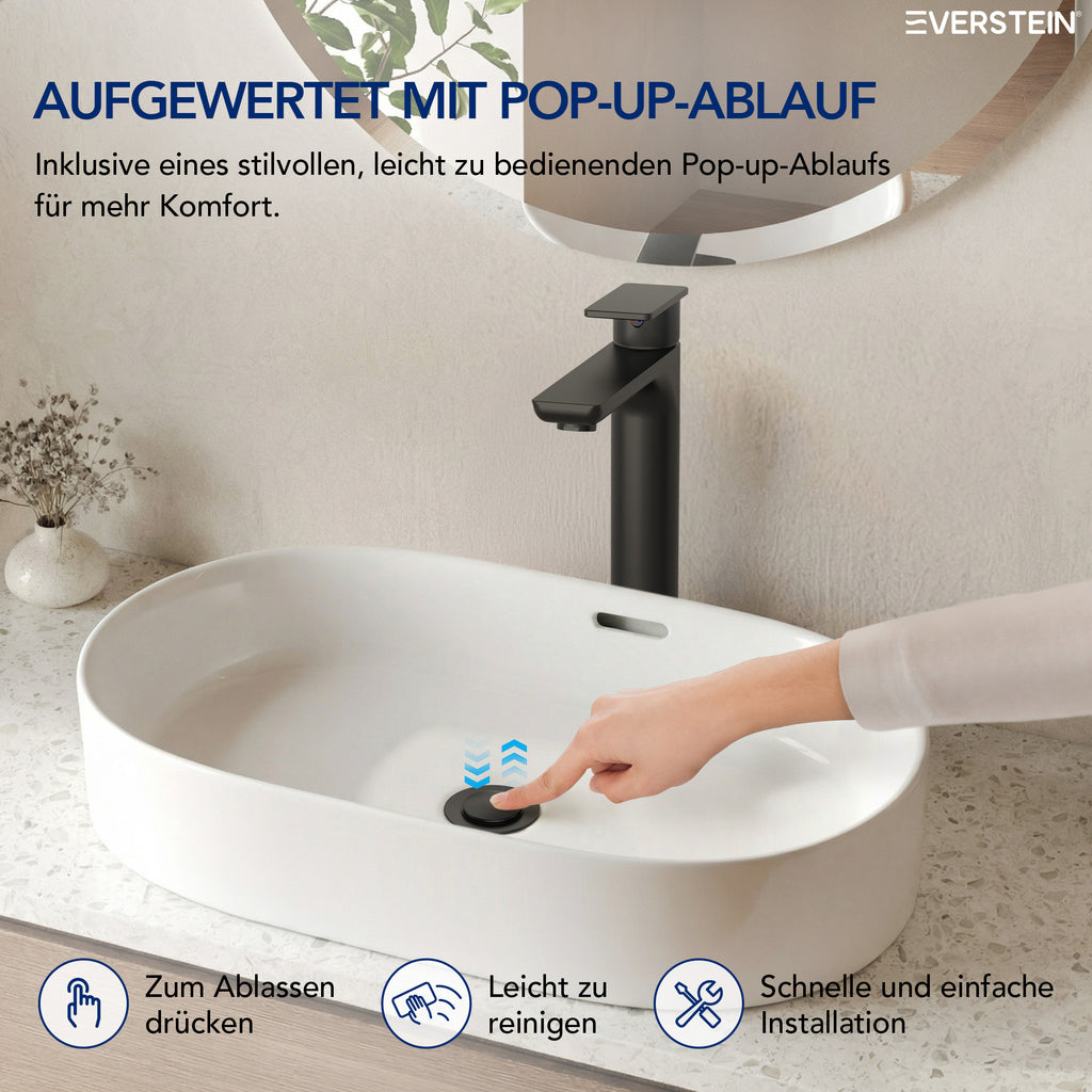 EVERSTEIN Waschtischarmatur Hoch, Wasserhahn Bad, Aufsatz