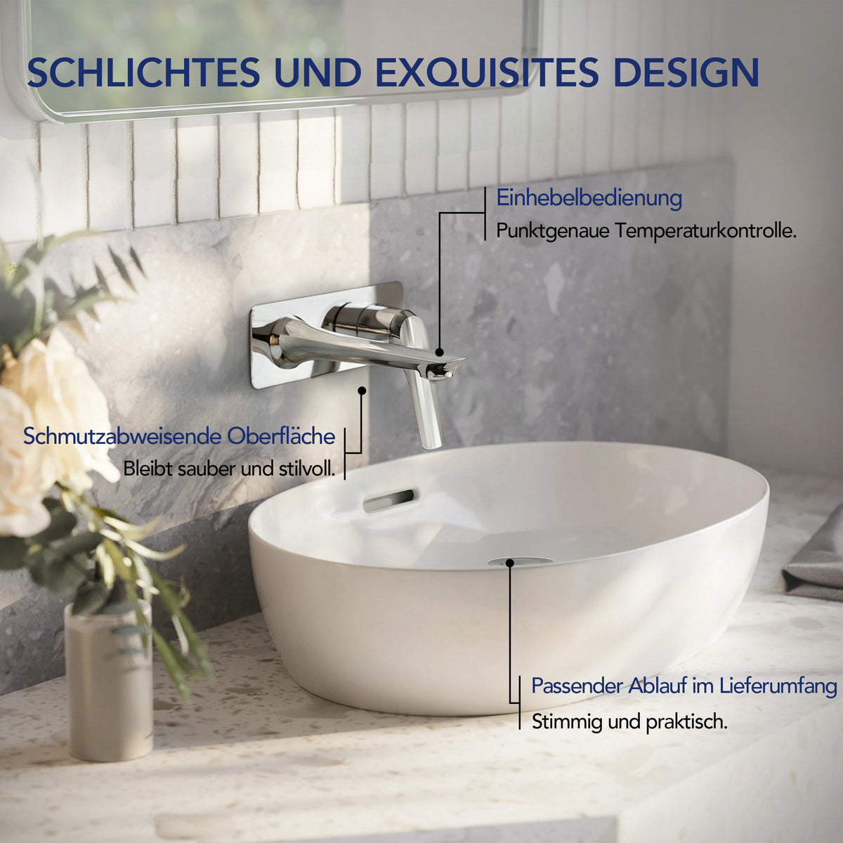 EVERSTEIN Unterputz-Waschtischarmatur, Wasserhahn Bad mit Pop-up (SFS-1284)