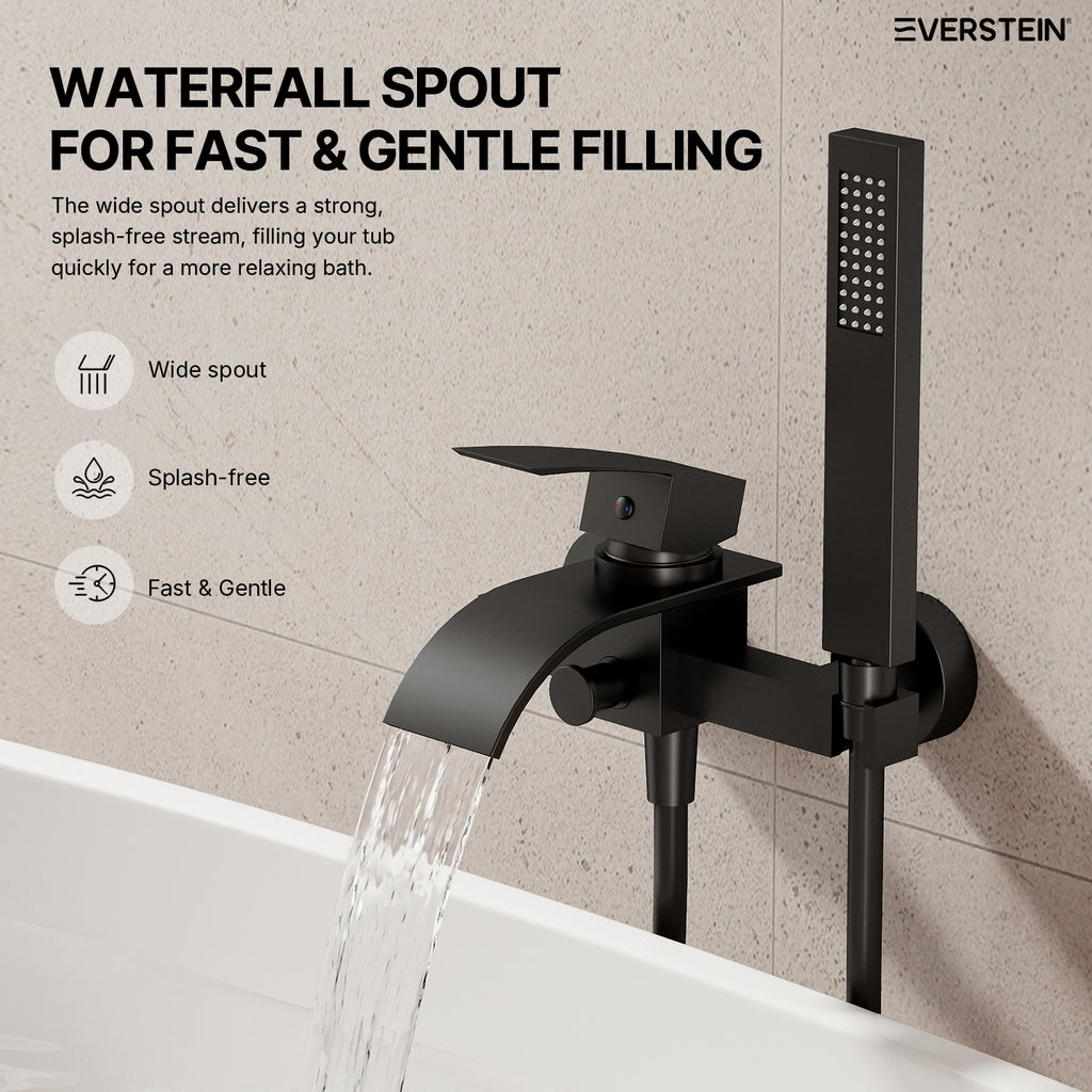 EVERSTEIN Wall Mounted Bathtub Tap with Hand Shower