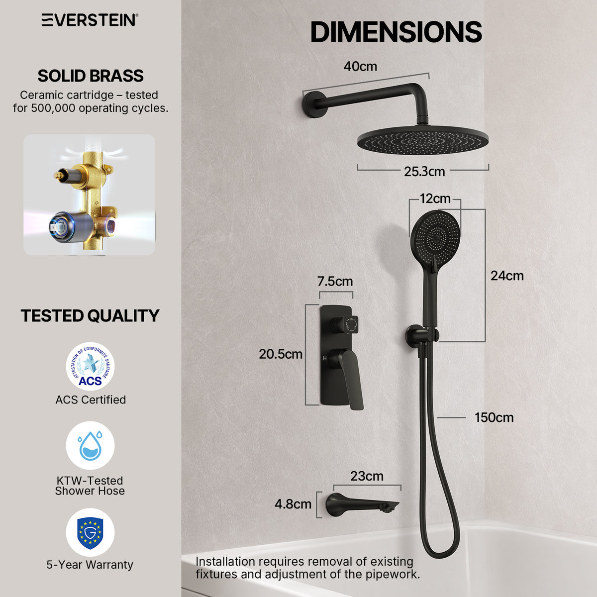EVERSTEIN Concealed 3-Function Shower System