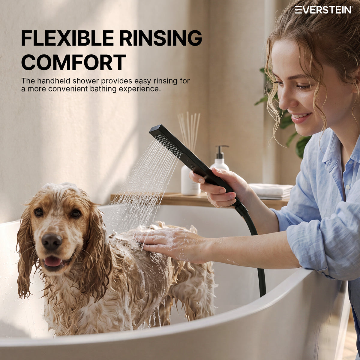 EVERSTEIN Waterfall Bathtub Tap with Hand Shower