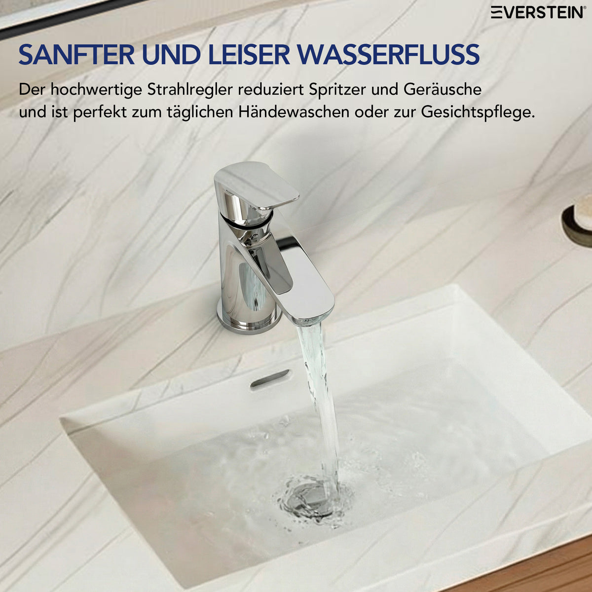 EVERSTEIN Wasserhahn Bad Waschtischarmatur: Pop-up, Messing, Ablauf (SFS-1274)