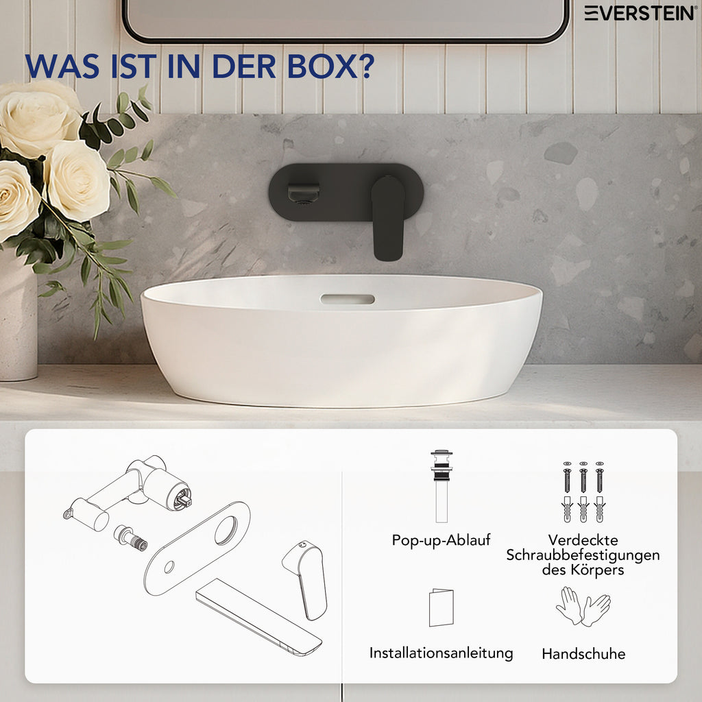 EVERSTEIN Unterputz-Waschtischarmatur, Wasserhahn Bad mit Pop-up (SFS-1276)