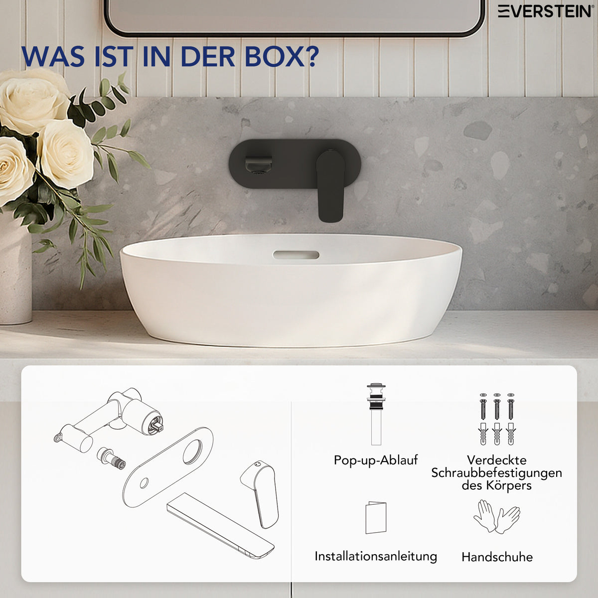 EVERSTEIN Unterputz-Waschtischarmatur, Wasserhahn Bad mit Pop-up (SFS-1276)