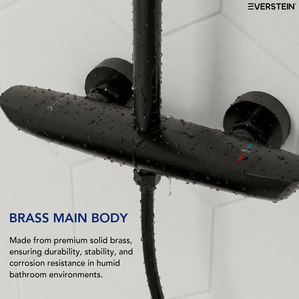 EVERSTEIN Thermostatic Shower System with Rain Shower and Hand Shower
