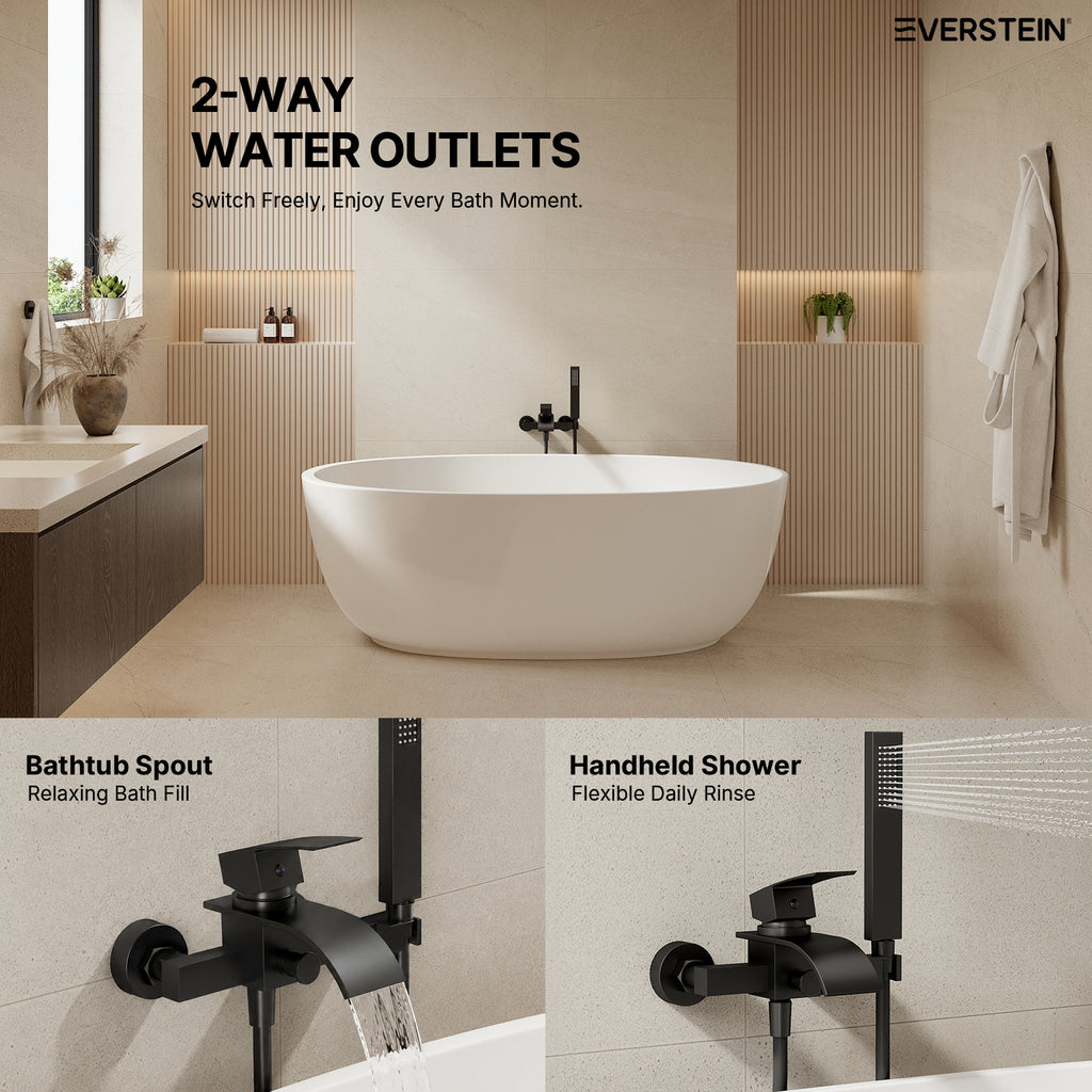 EVERSTEIN Wall Mounted Bathtub Tap with Hand Shower