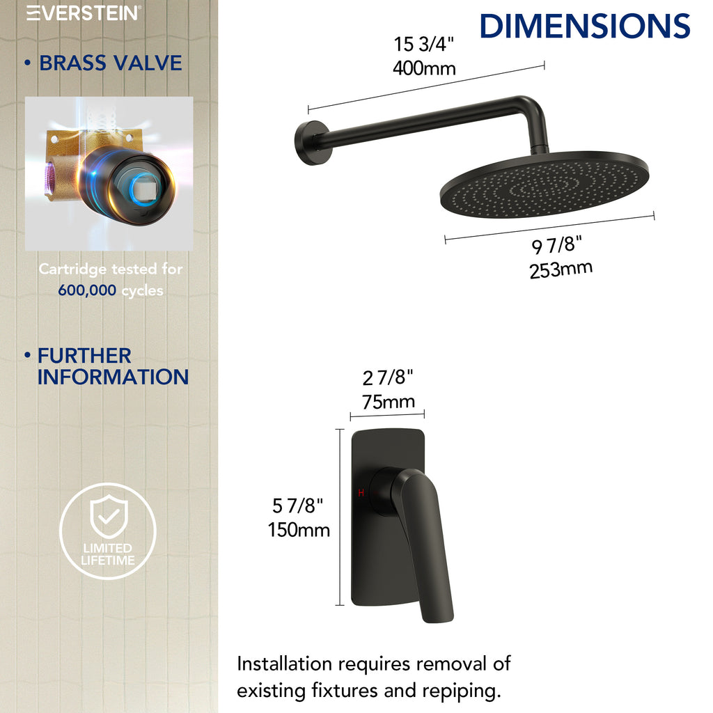 EVERSTEIN Concealed Shower System with Rain Shower