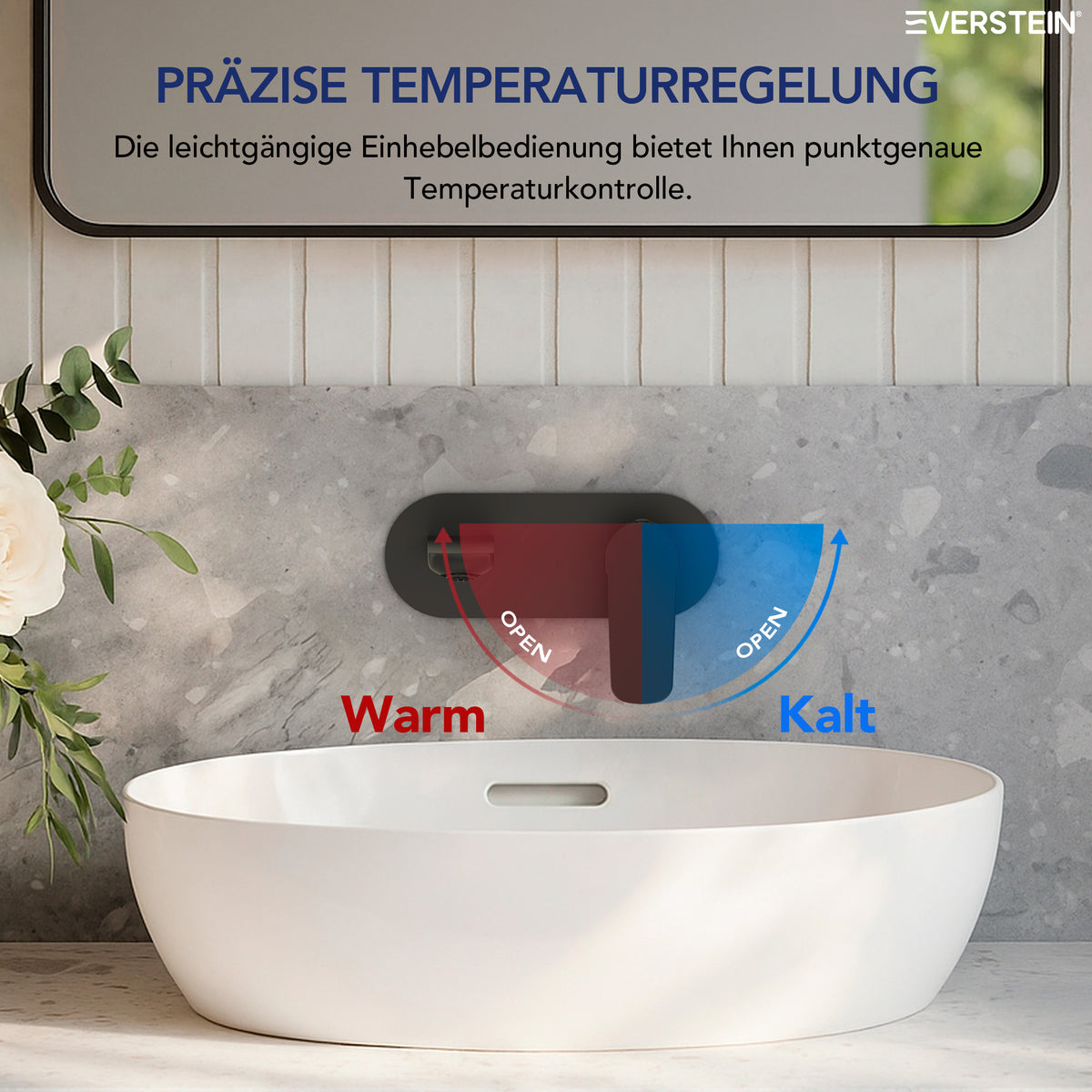 EVERSTEIN Unterputz-Waschtischarmatur, Wasserhahn Bad mit Pop-up (SFS-1276)