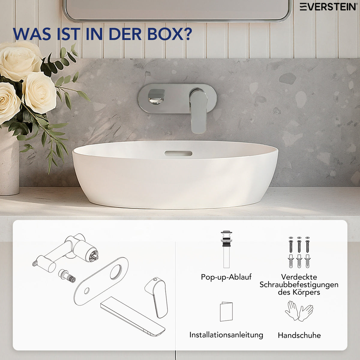 EVERSTEIN Unterputz-Waschtischarmatur, Wasserhahn Bad mit Pop-up (SFS-1276)