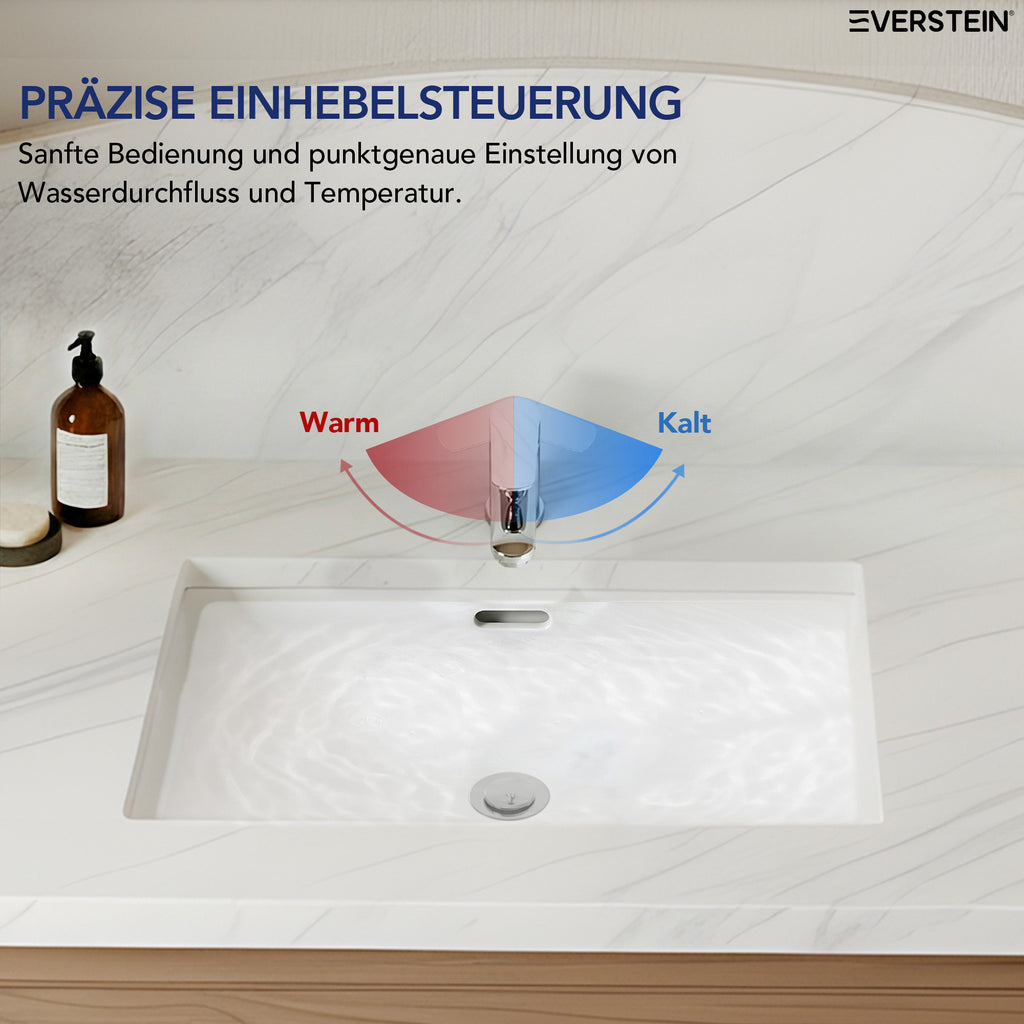EVERSTEIN Wasserhahn Bad Waschtischarmatur: Pop-up, Messing, Ablauf (SFS-1274)